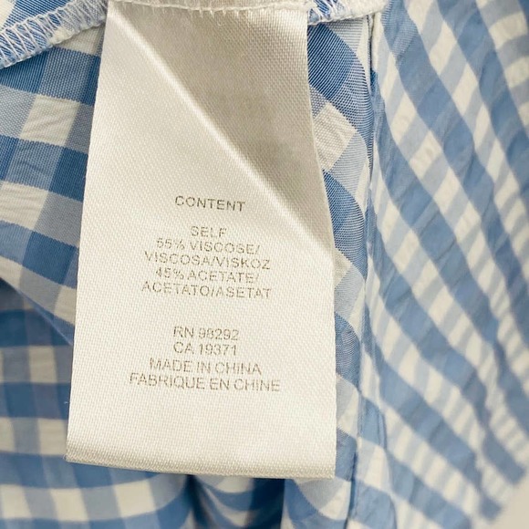 TIBI Summer-Fresh Midi Shirtdress Long Sleeve Gingham Printed Blue Size 4 - Picture 8 of 13